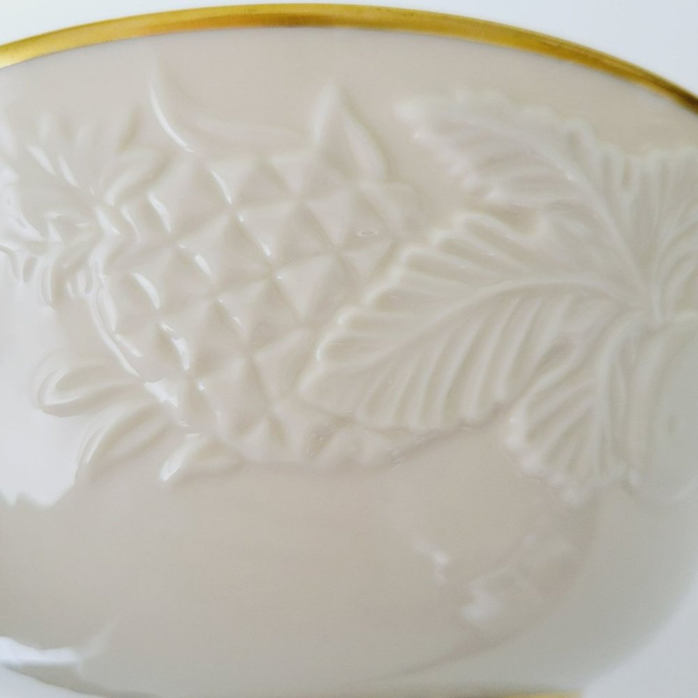 Lenox Fruits of Life Serving Bowl, Gold Trim Embossed Fruit Vintage USA Made - Picture 3 of 14